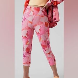 Women's Athleta Ultimate Stash II Capri Pants Tights Pink Painted Energy Size 3X